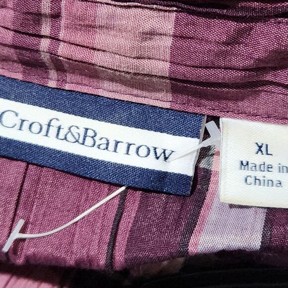 Croft Barrow Top Size XL Purple Roll Tab Sleeves Front Buttons - Picture 9 of 12